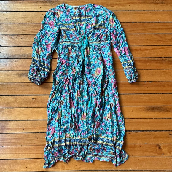 Boho Midi Dress, Teal - Picture 2 of 6